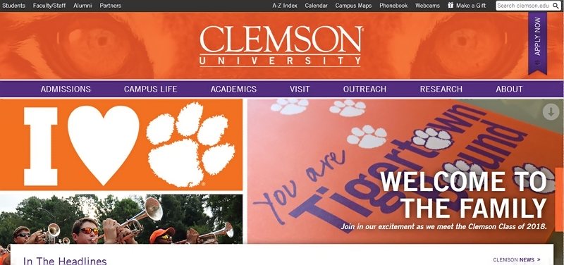 Desain Website Universitas Keren - Clemson University