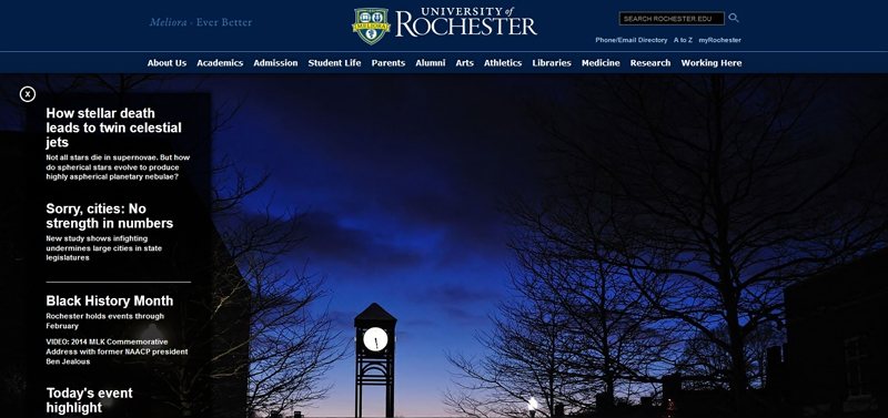 Desain Website Universitas Keren - University of Rochester