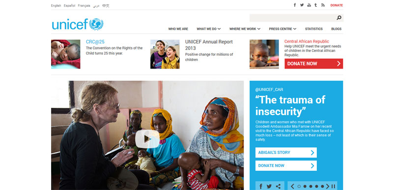 nonprovit website design UNICEF