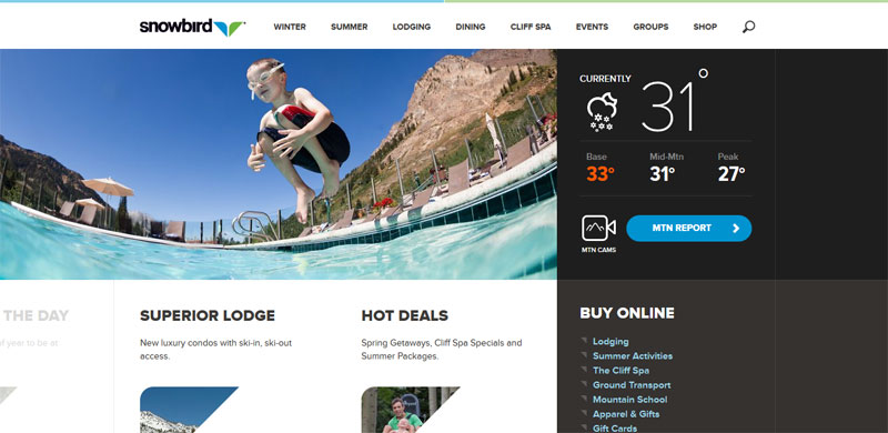 Web Design with Fixed Header snowbird